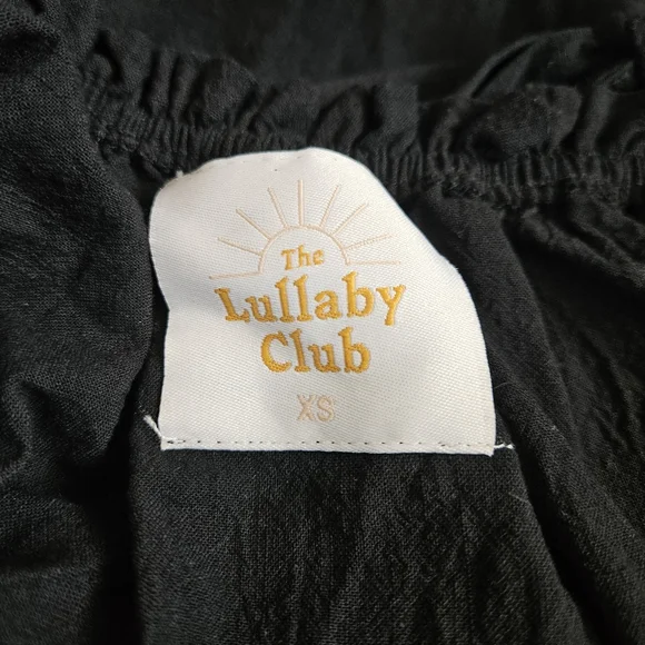 The Lullaby Club Women's Black Cotton Linen Blend Sawyer Babydoll Midi Dress XS - Picture 11 of 12